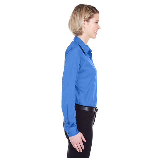 Ultra Club Ladies Long Sleeve Button Down Shirt Easy-Care Wrinkle Resistant Blue