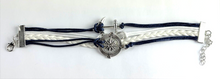 Load image into Gallery viewer, Leather Multi Charm Bracelet Infinity Symbol Anchor Compass Nautical Cuff Navy
