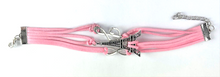 Load image into Gallery viewer, Leather Multi Charm Bracelet Paris Theme Music Note Infinity Symbol Eiffel Tower
