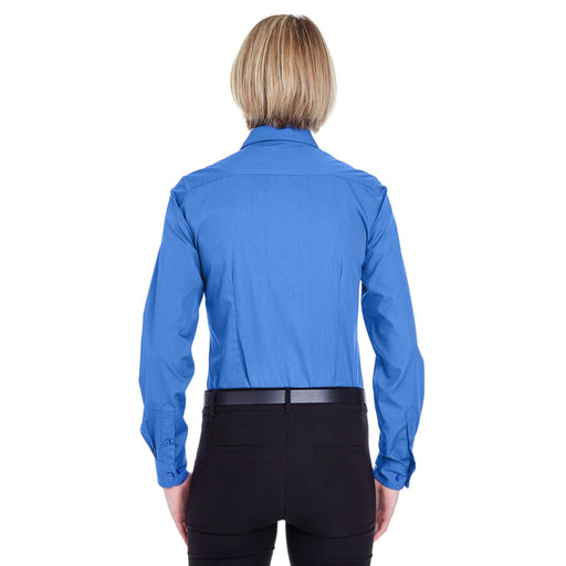 Ultra Club Ladies Long Sleeve Button Down Shirt Easy-Care Wrinkle Resistant Blue