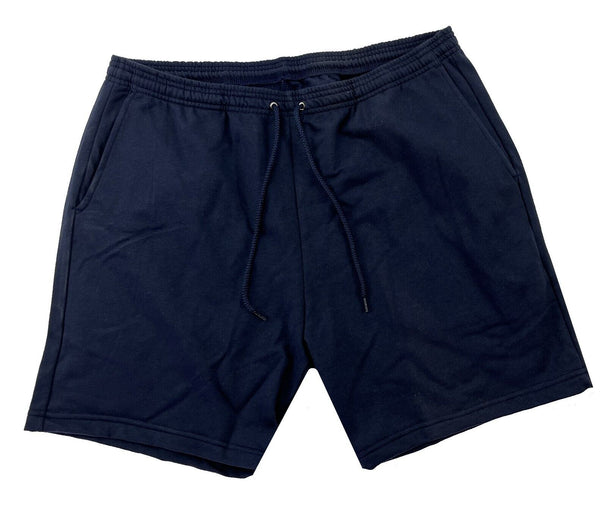 Men's Fleece Lined Retro Shorts Cotton Comfort Pockets Drawstring Navy - 2XL