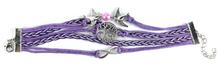 Load image into Gallery viewer, Leather Multi Charm Bracelet Infinity Symbol Birds &amp; Pearl Tree of Life Purple
