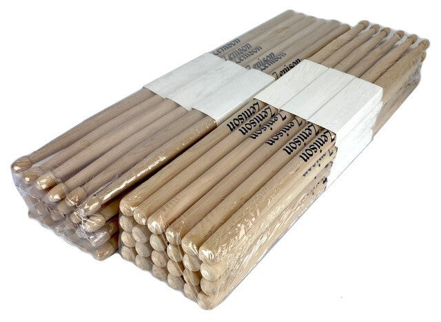 Zenison - 12 PAIRS - 2A WOOD TIP NATURAL MAPLE DRUMSTICKS