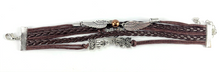 Load image into Gallery viewer, Leather Multi Charm Bracelet Five Pointed Star Owls &amp; Angel Wings with Pearl
