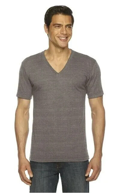 Men's Classic V Neck Tee American Apparel Comfort Tri Blend Coffee T-Shirt - 2XL