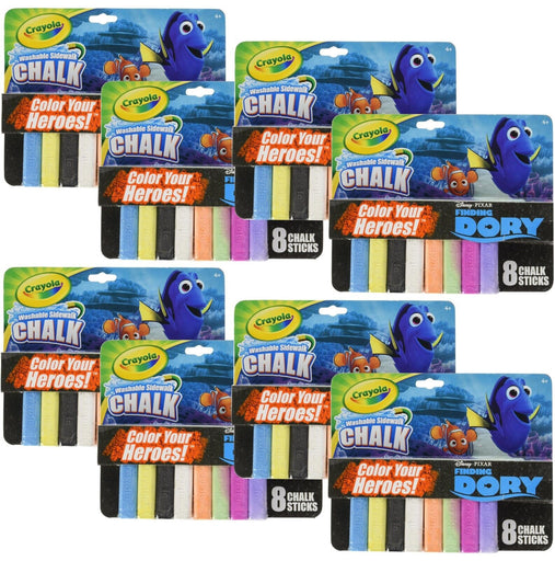 Case of 64 pcs - Crayola SIDEWALK CHALK - Disney Pixar Finding Dory - 8 Sets of 8 Colors