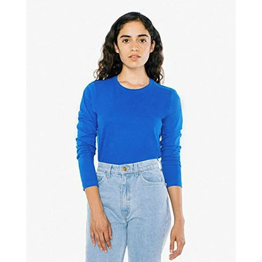 Women's' American Apparel Jersey Classic Long Sleeve Tee Comfort T-Shirt Blue XL