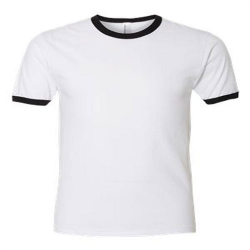 American Apparel Fine Jersey Ringer T-Shirt White Black Medium Unisex Baseball