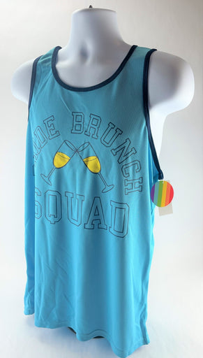 LGBTQ Men's Gay PRIDE Brunch Squad Tank Top Shirt, Mesh Jersey Blue Large New