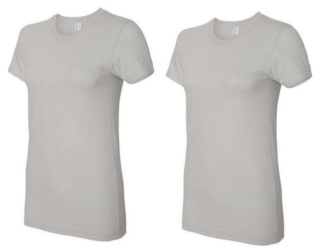 2 Pack American Apparel Women's Unisex Fine Jersey Silver Tee XL 2102W