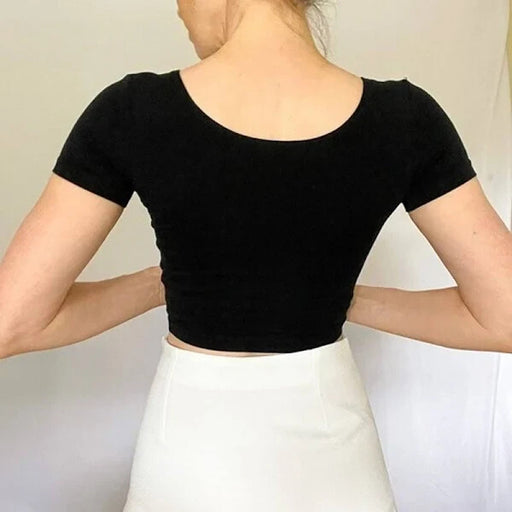 American Apparel Women's Crop Top Solid Black Cotton with Elastane Cropped Small