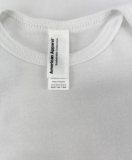 2-Pack White Baby One Pieces by American Apparel 100% Organic Cotton 6-12M