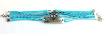Load image into Gallery viewer, Leather Multi Charm Bracelet Infinity Symbol 5 Pointed Star &amp; Phrase Cuff Blue
