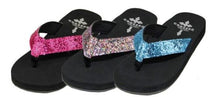 Load image into Gallery viewer, Gypsy Soule Crossed Girls Sandals, Glitter Flip-Flops, Thick Comfort Soles - New
