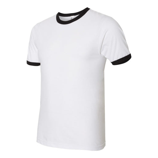 American Apparel Fine Jersey Ringer T-Shirt White Black Medium Unisex Baseball
