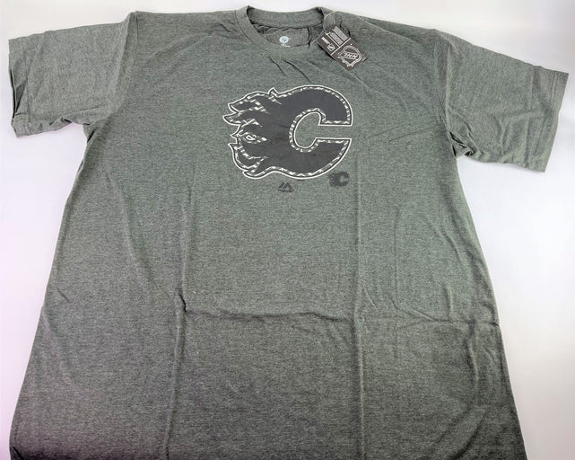 NHL Calgary Flames Hockey Men's Licensed Screen Print T-Shirt, Gray, Big & Tall