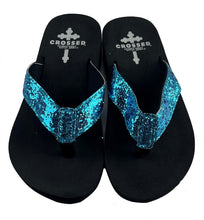 Load image into Gallery viewer, Gypsy Soule Crossed Girls Sandals, Glitter Flip-Flops, Thick Comfort Soles - New
