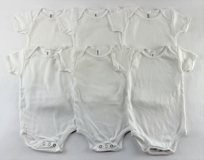2-Pack White Baby One Pieces by American Apparel 100% Organic Cotton 6-12M