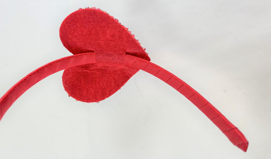 Cat & Jack™ Girls' Glitter Sweet-Heart Headband - Red - New with Tags