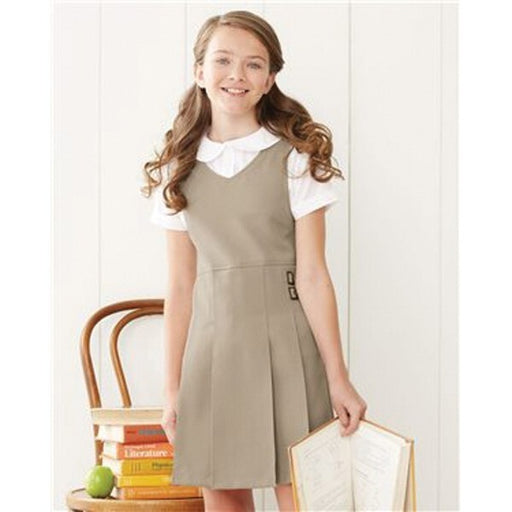 French Toast Khaki Pleated Double Buckle Jumper School Uniform Girls Size 14