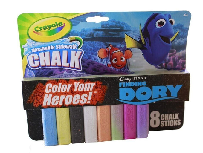 Case of 64 pcs - Crayola SIDEWALK CHALK - Disney Pixar Finding Dory - 8 Sets of 8 Colors