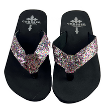 Load image into Gallery viewer, Gypsy Soule Crossed Girls Sandals, Glitter Flip-Flops, Thick Comfort Soles - New
