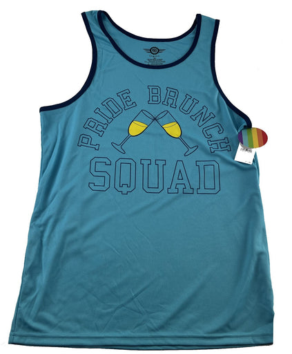 LGBTQ Men's Gay PRIDE Brunch Squad Tank Top Shirt, Mesh Jersey Blue Large New