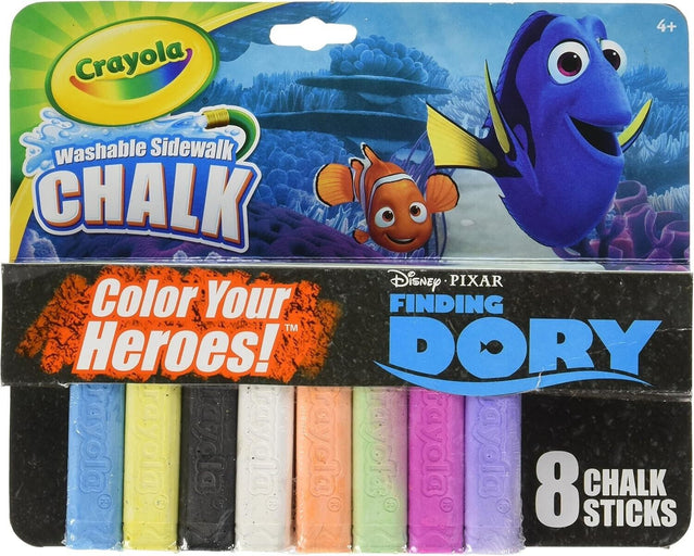 Case of 64 pcs - Crayola SIDEWALK CHALK - Disney Pixar Finding Dory - 8 Sets of 8 Colors