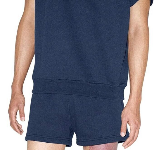 Men's Fleece Lined Retro Shorts Cotton Comfort Pockets Drawstring Navy - 2XL