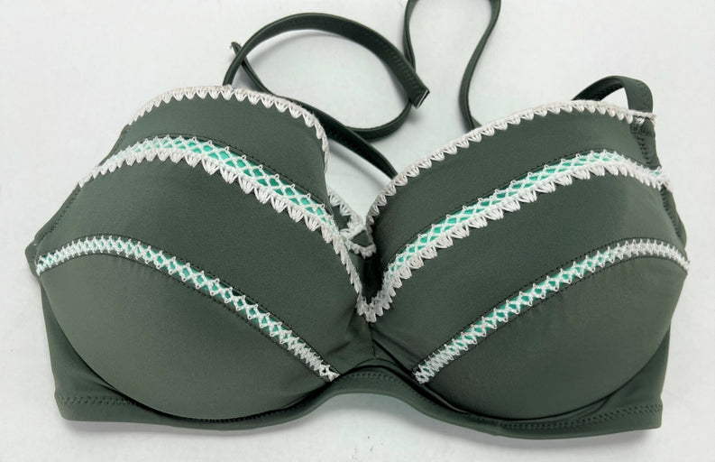 Shade & Shore Women's Bohemian Lightly Lined Bikini Top, Army Green