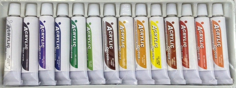 14 Color Acrylic Rainbow Pigments Artist Paint Set - Fourteen 12ml Tubes