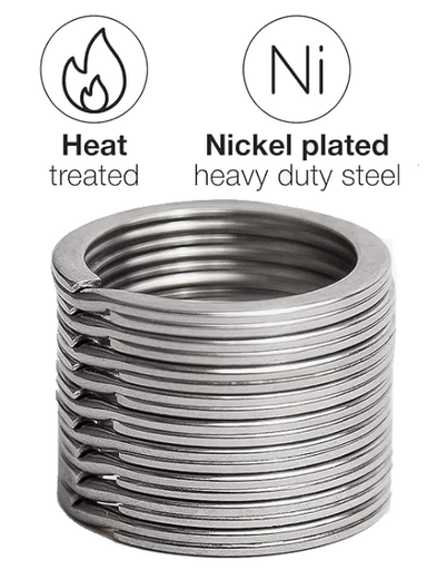 10-PACK Key Rings - Nickel Plated Heavy Duty Steel - Extra Large 1.25
