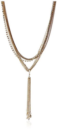 Ettika Pearl & Chain Tassel Necklace