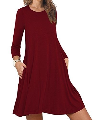 AuroKer Casual Loose Swing T-Shirt Dress for Women