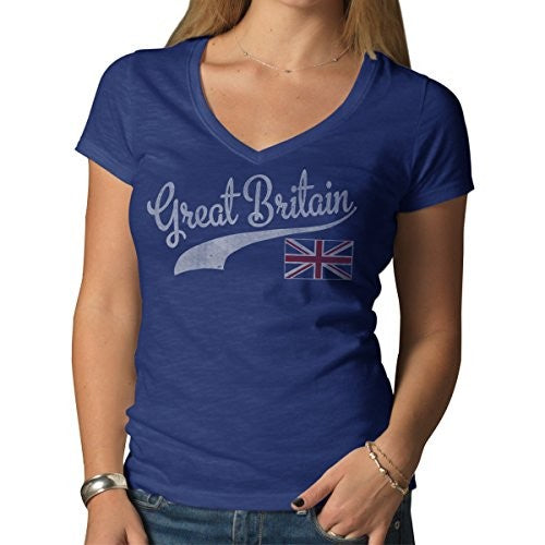 World Cup Soccer England Women's Vintage V-Neck Scrum Country T-Shirt
