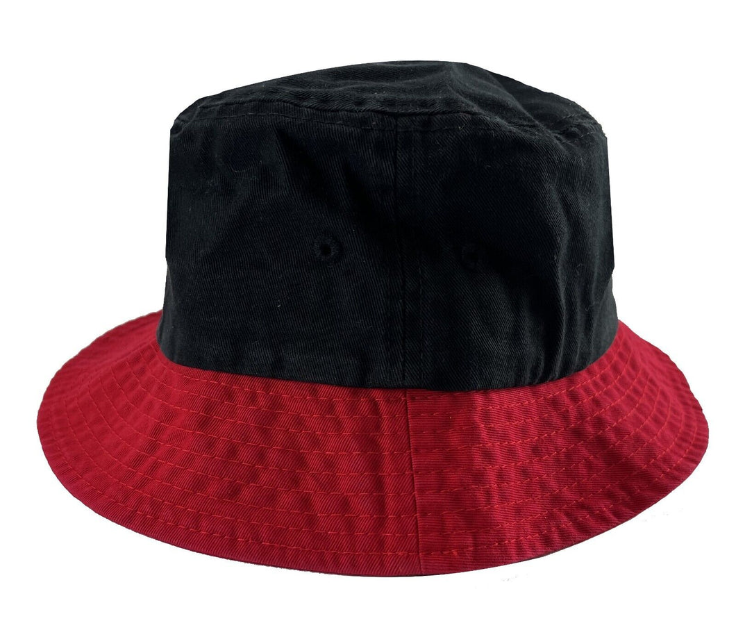 Lot of 50 Lids Bucket Hats - Two Tone Catcher's Bucket Hats Unisex Adult Red/Black One Size
