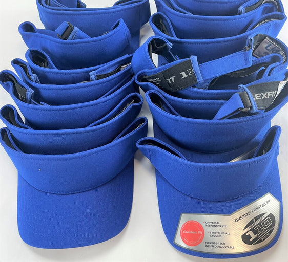 Lot of 50 Lids Visors - Adjustable Sun Visor Caps Hats for Resale/Branding Unisex - Royal Blue