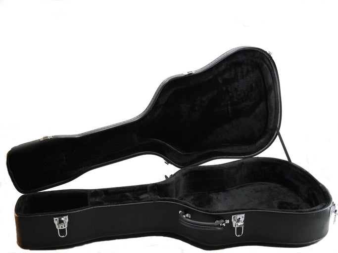 Hardshell Guitar Case for 6 or 12 Strings Acoustic Classical Dreadnought Black Heavy Duty Plush Lining