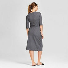 Load image into Gallery viewer, A New Day Cinched Waist Dress Heathered Gray  Cozy Jersey w/Copper Accents Small
