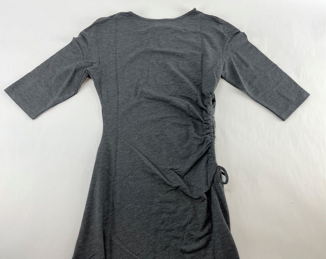 A New Day Cinched Waist Dress Heathered Gray  Cozy Jersey w/Copper Accents Small