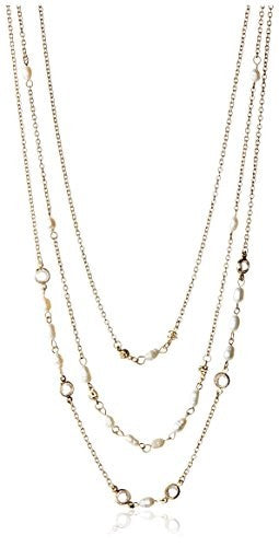 Ettika Three-Layer Chain & Pearl Necklace