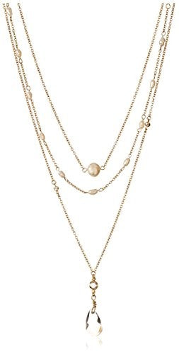 Ettika Pearl & Crystal Drop Chain Necklace