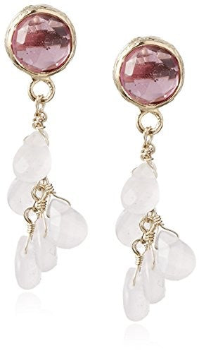 Wendy Mink Raspberry Quartz Top & Rose Cluster Drop Earring