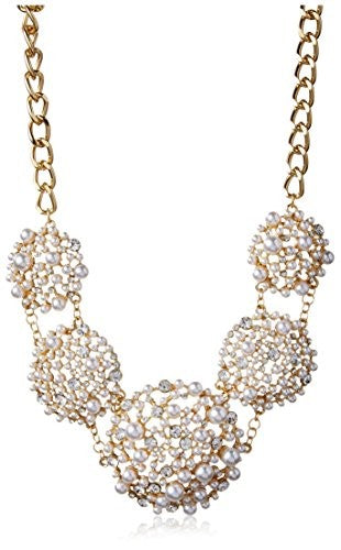 Cohesive Jewels Floral Simulated Pearl Statement Necklace