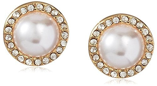 Cohesive Jewels Simulated Pearl & Pave Stud Earring