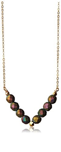 Gemelli Tribal V-Necklace, Matte Rainbow Agate