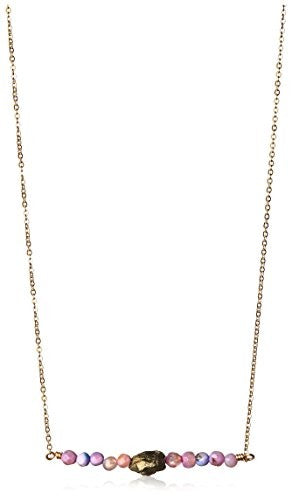 Gemelli Tribal Bar Necklace, Pink Agate