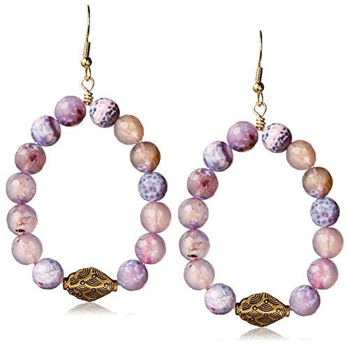 Gemelli Earth Hoop, Pink Agate