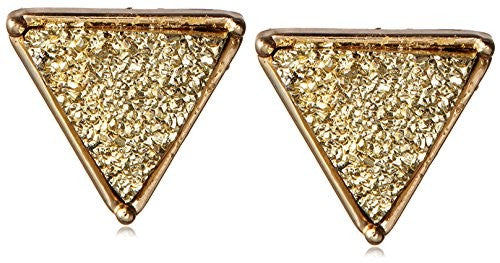 Gemelli Triangle Druzy Stud, Gold