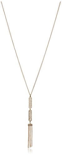 Fragments Pave Bar & Tassel Necklace, 28 